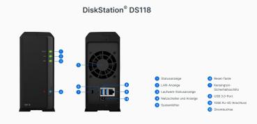 Synology DiskStation DS118 NAS Server incl. 1TB Seagate SkyHawk Surveillance HDD