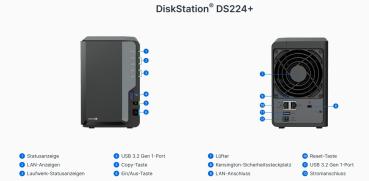 Synology DS224+ 6G 6GB RAM Edition Diskstation incl. 2TB 2x 1TB Western Digital WD WD1005FBYZ NAS GOLD RAID Server