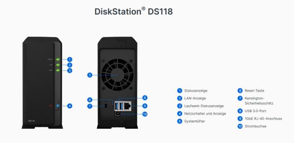 Synology DiskStation DS118 1-Bay NAS-Server Leergehäuse