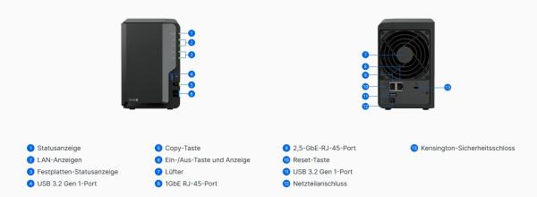 Synology DS225+ Diskstation incl. 8TB (2 x 4TB) HAT5300-4T SATA HDD Enterprise Series NAS RAID Server
